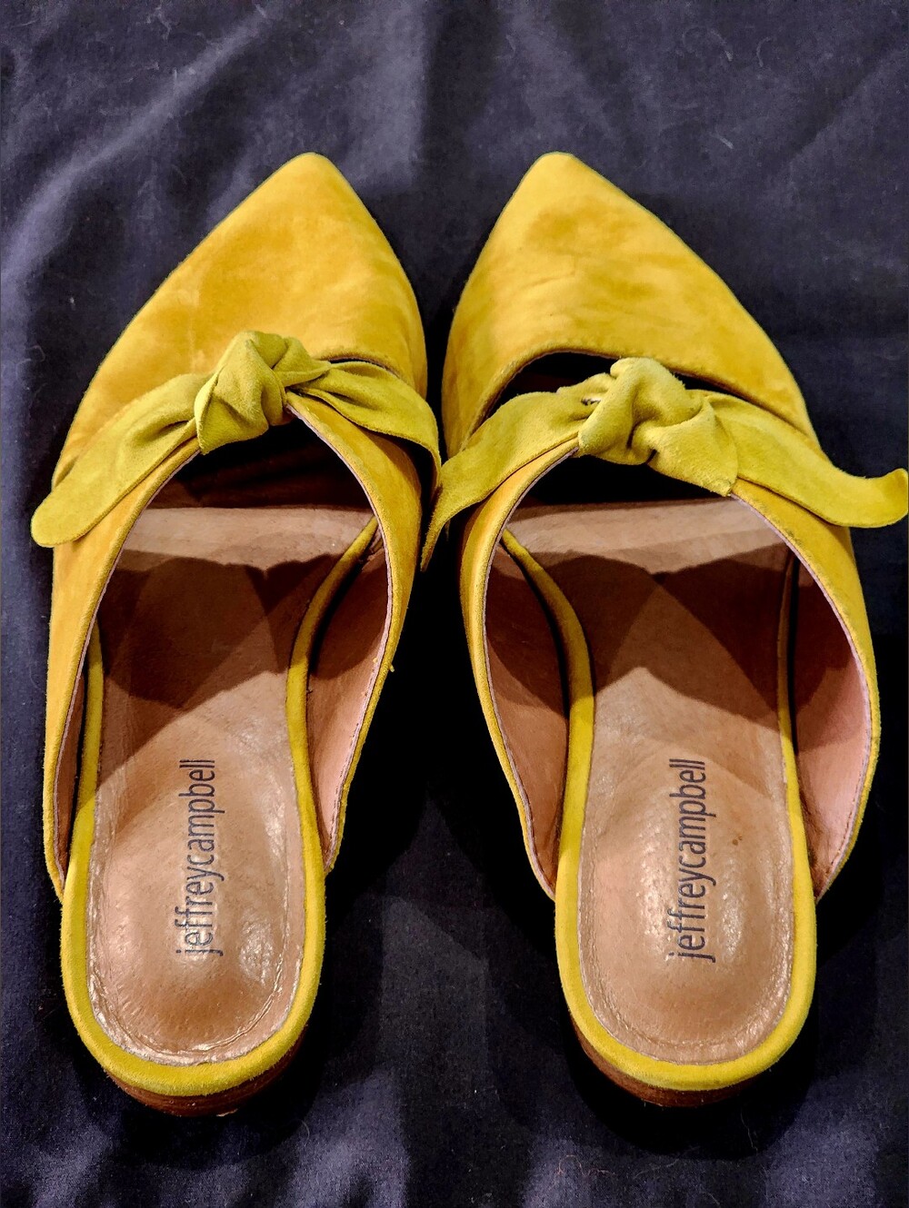 JEFFREY CAMPBELL | Charlin | Mustard Yellow Suede Knot Pointed-Toe Mules - Picture 4 of 9
